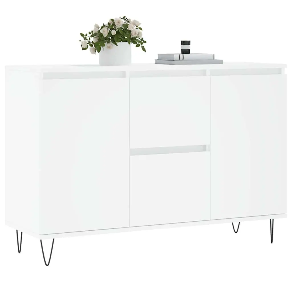 Sideboard White 101.5x35x70 cm Storage Cabinet Buffet Engineered Wood