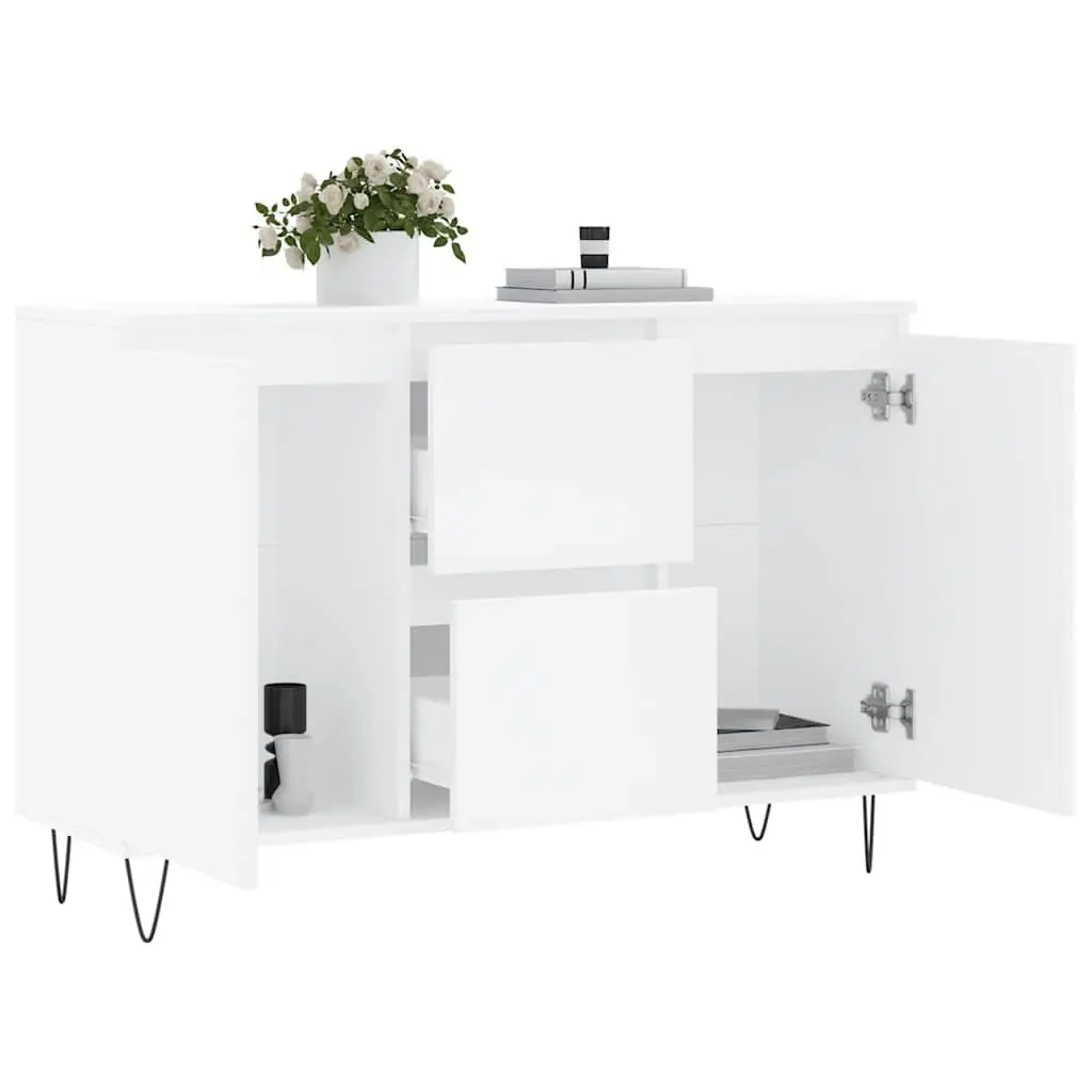 Sideboard White 101.5x35x70 cm Storage Cabinet Buffet Engineered Wood