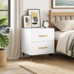 Compact White Bedside Cabinet with Drawers