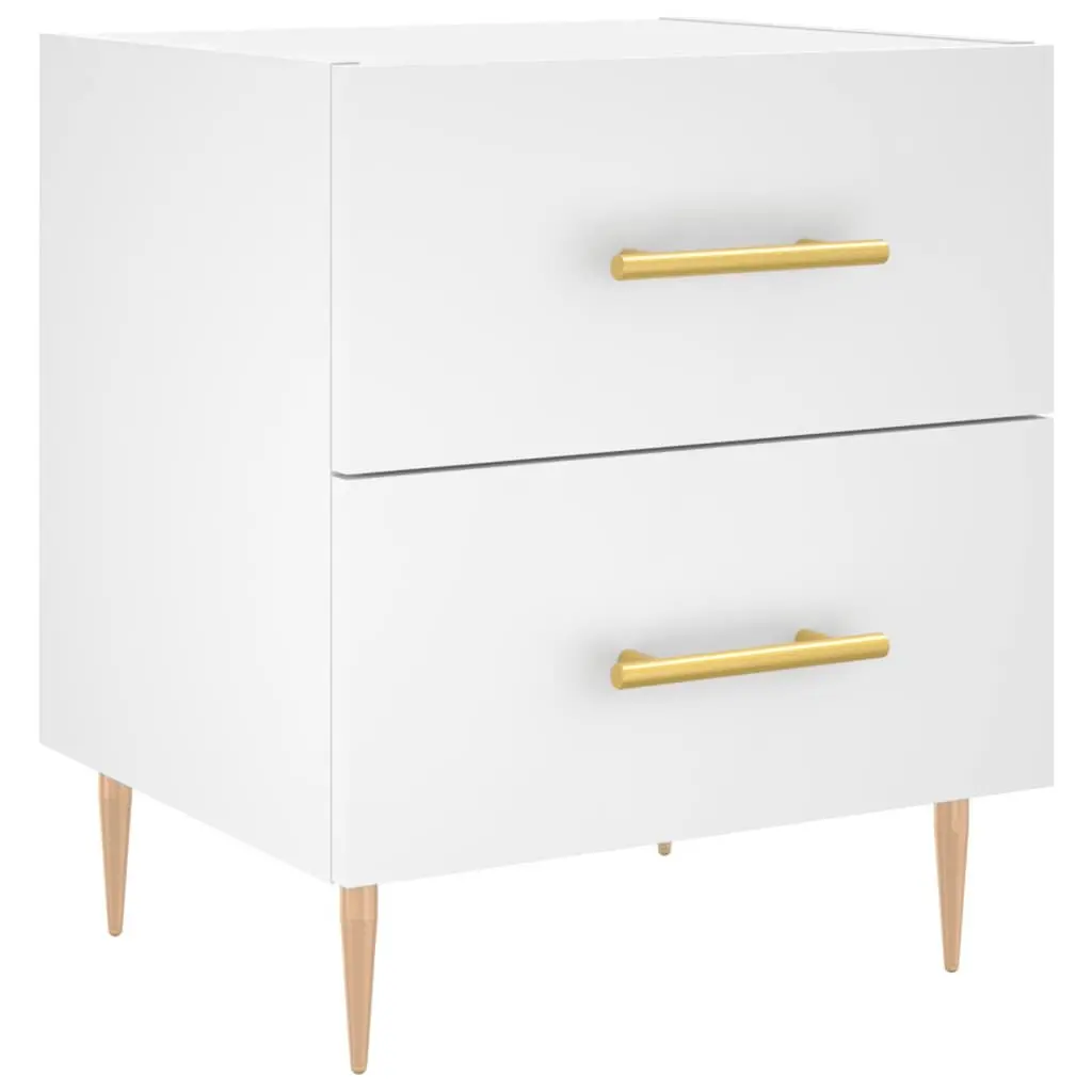 Bedside Cabinet White Engineered Wood Nightstand Storage Table with Drawers