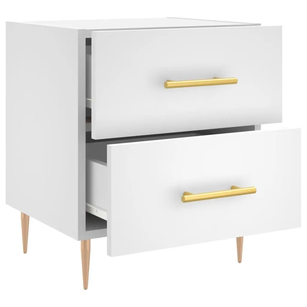 Bedside Cabinet White Engineered Wood Nightstand Storage Table with Drawers