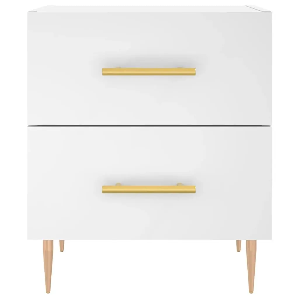 Bedside Cabinet White Engineered Wood Nightstand Storage Table with Drawers