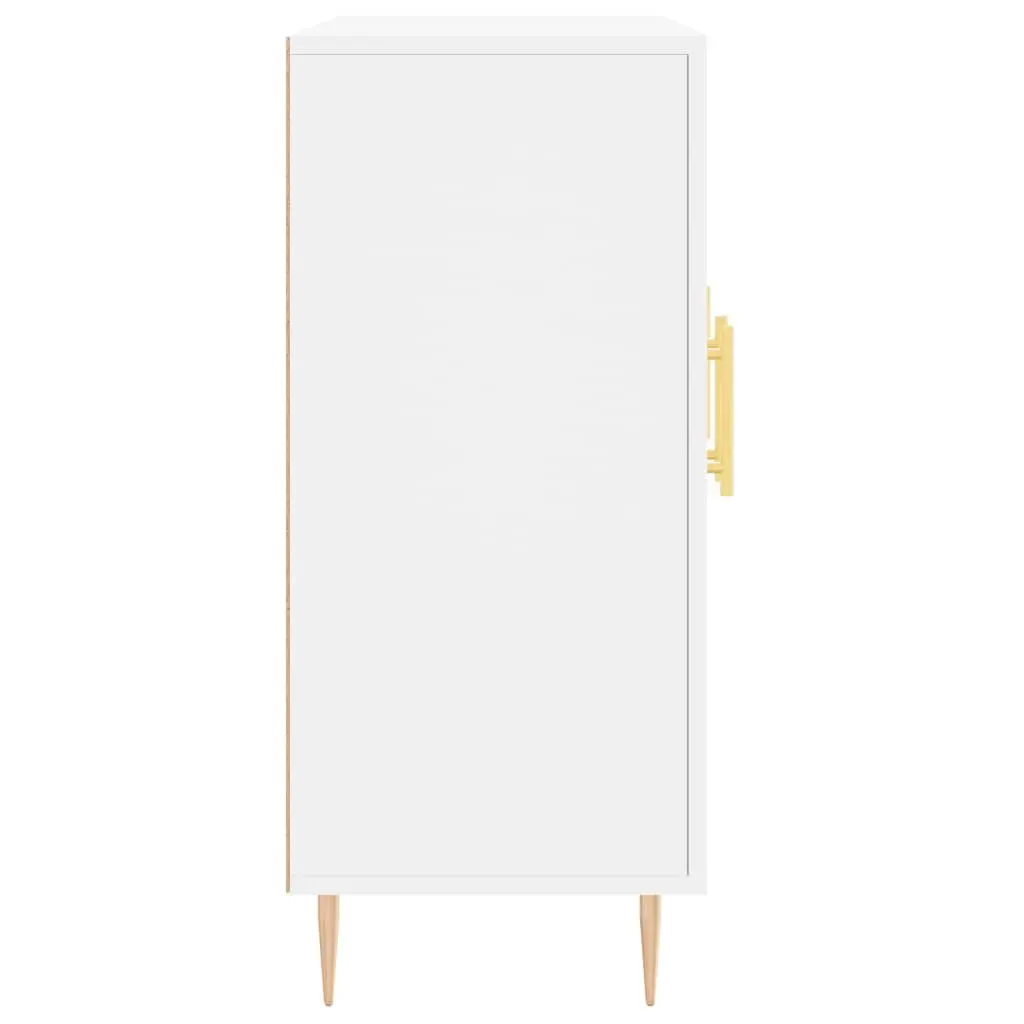Sideboard Storage Cabinet White Engineered Wood 90x34x80 cm with Metal Legs for Living Room