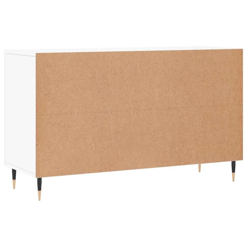 Storage Cabinet Sideboard Engineered Wood White 100x36x60cm with Metal Legs for Living Room Essentials