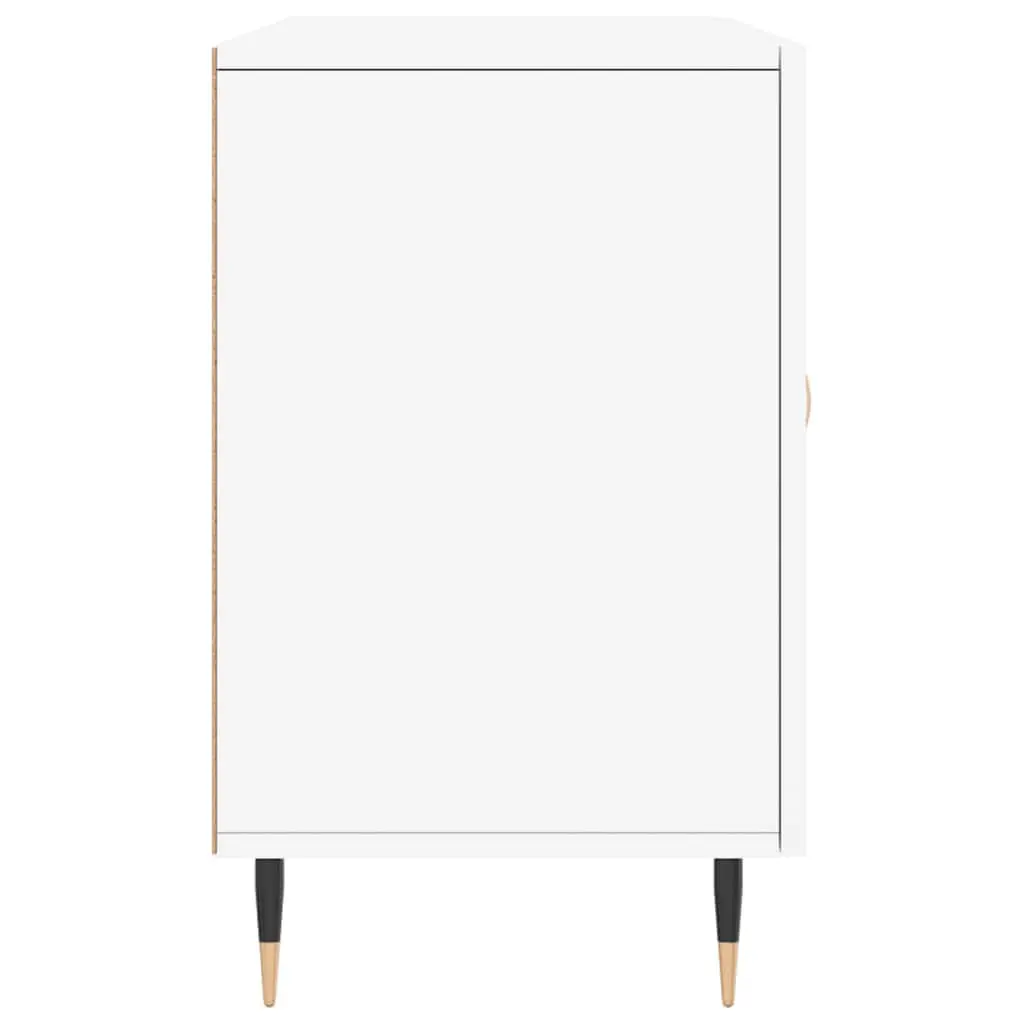 Storage Cabinet Sideboard Engineered Wood White 100x36x60cm with Metal Legs for Living Room Essentials