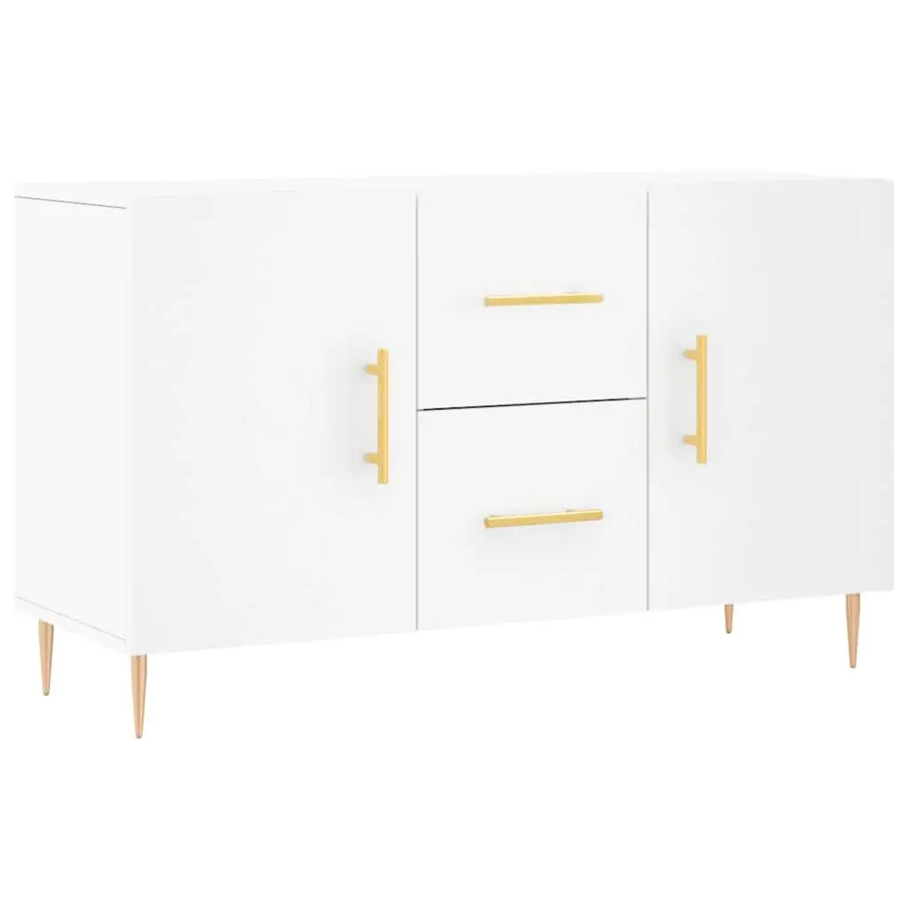 Sideboard White 100x36x60cm Engineered Wood Storage Cabinet with Metal Legs