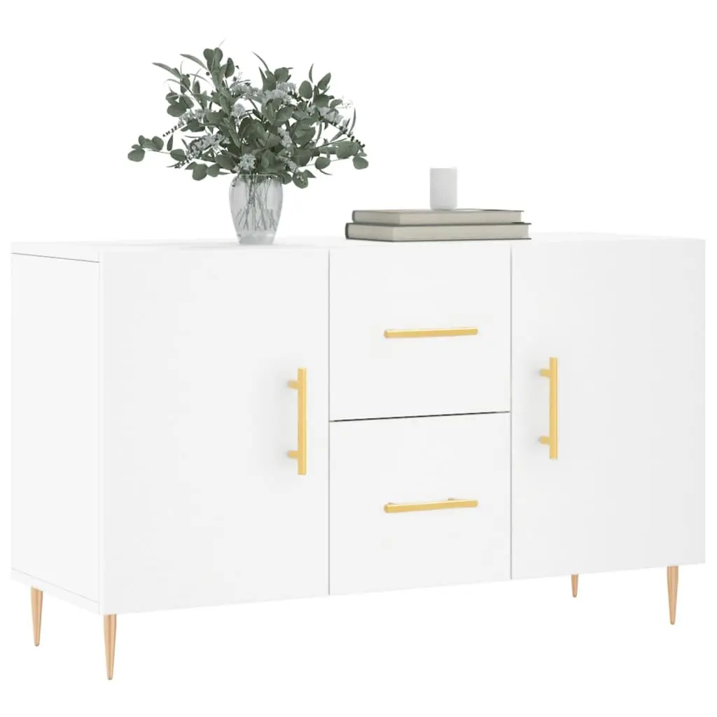 Sideboard White 100x36x60cm Engineered Wood Storage Cabinet with Metal Legs