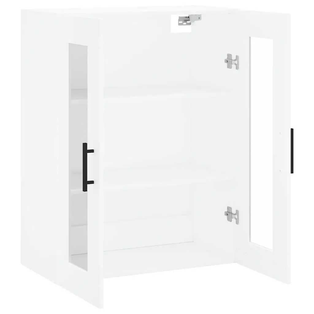 Wall Mounted Cabinet White Storage Hanging Cupboard Glass Door Sideboard