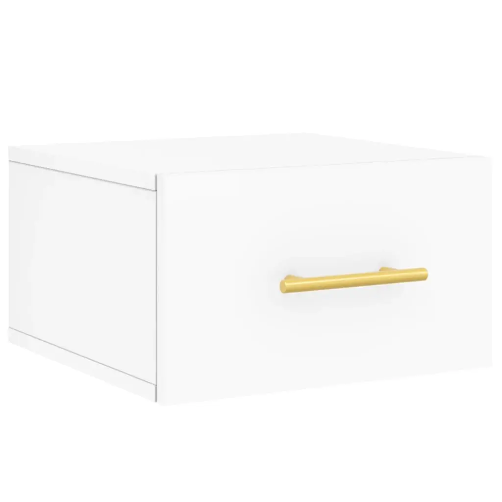 Wall-mounted Bedside Cabinet White Floating Storage Nightstand Shelf Organizer