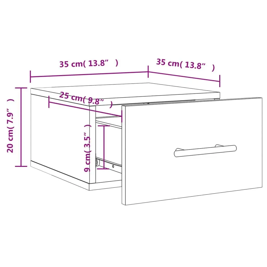 Wall-mounted Bedside Cabinet White Floating Storage Nightstand Shelf Organizer