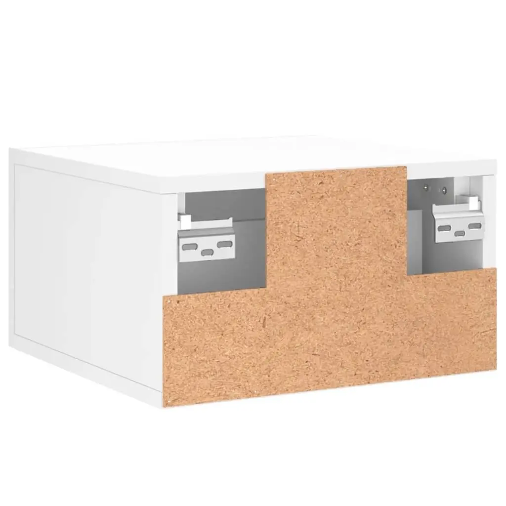 Wall-mounted Bedside Cabinet White Floating Storage Nightstand Shelf Organizer