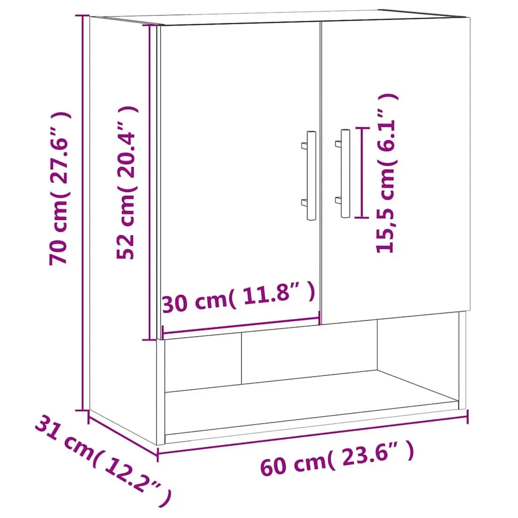 Wall Cabinet White 60x31x70cm Engineered Wood Floating Shelving