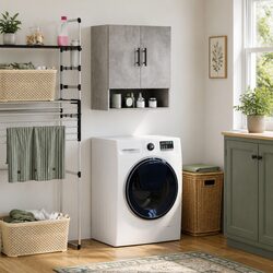 Wall Storage Cabinet Grey 60x31x70 cm Floating Shelves Engineered Wood Home