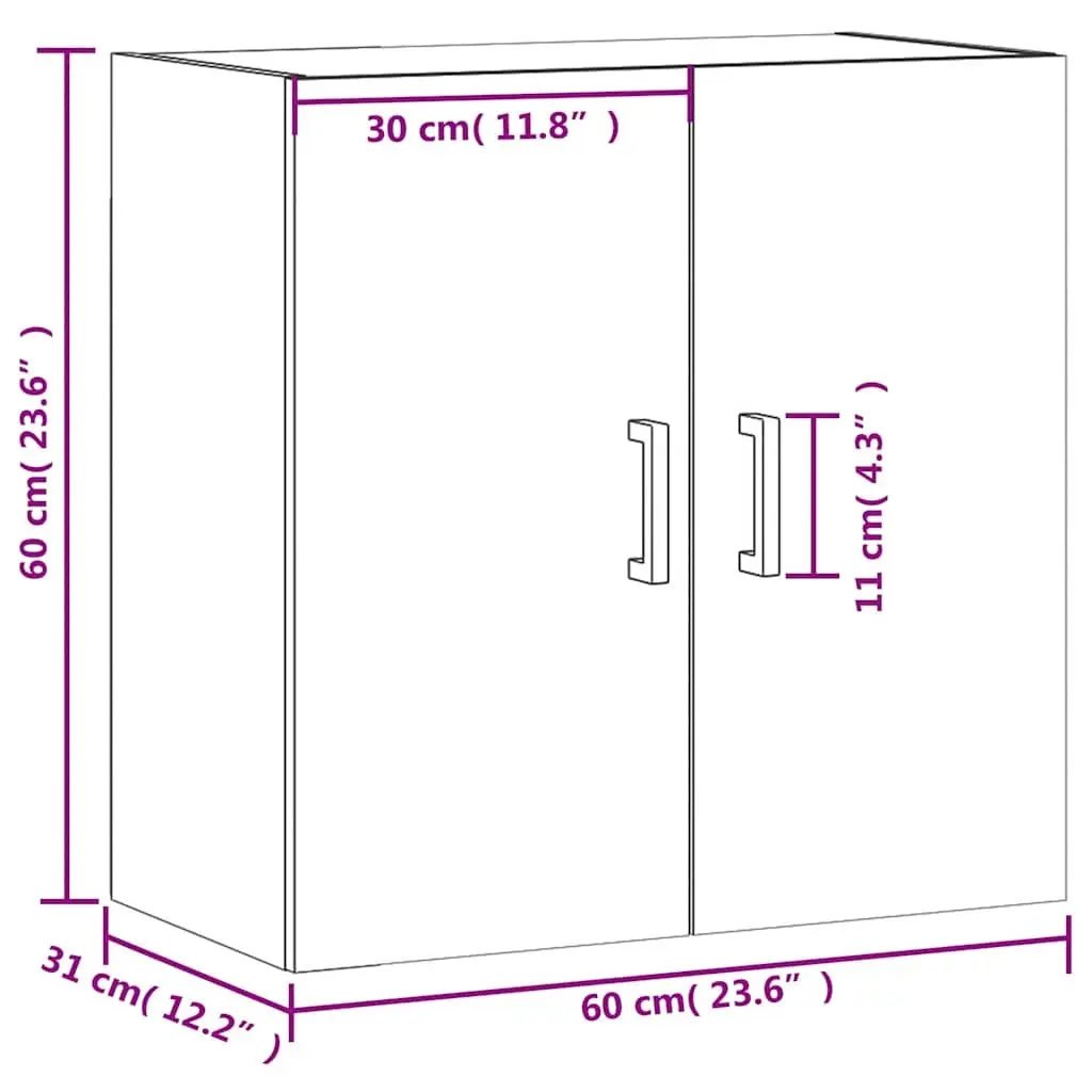 Wall Cabinet Storage Organizer Floating Engineered Wood Brown 60x31x60cm