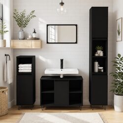 Black Bathroom Cabinet 30x30x100 cm