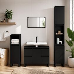 Compact Black Bathroom Vanity Cabinet for Storage Needs