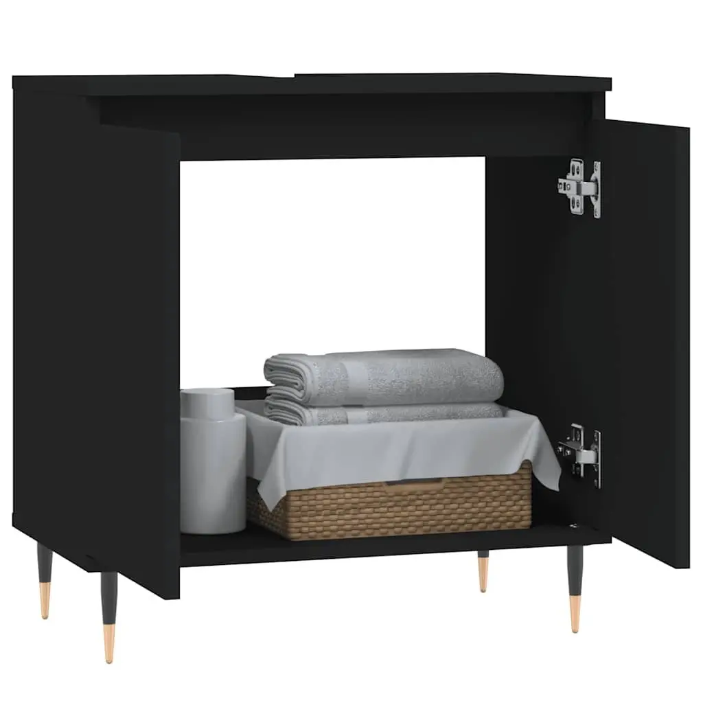 Bathroom Cabinet Black 58x33x60 cm Engineered Wood Storage Furniture