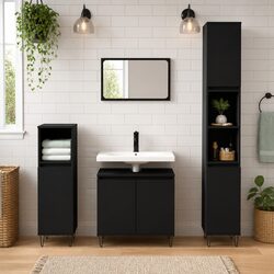 Black Bathroom Cabinet with Doors