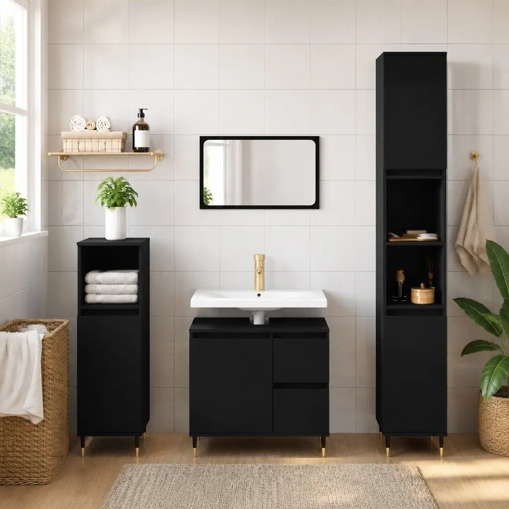 Black Bathroom Vanity Storage Unit