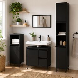 Black Bathroom Cabinet with Ample Storage