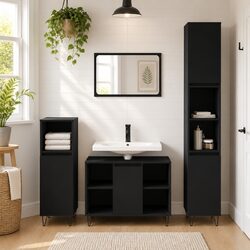 Compact Black Bathroom Vanity Unit with Storage Options
