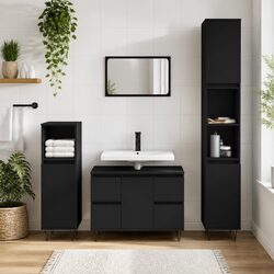 Black Bathroom Cabinet with Smart Storage