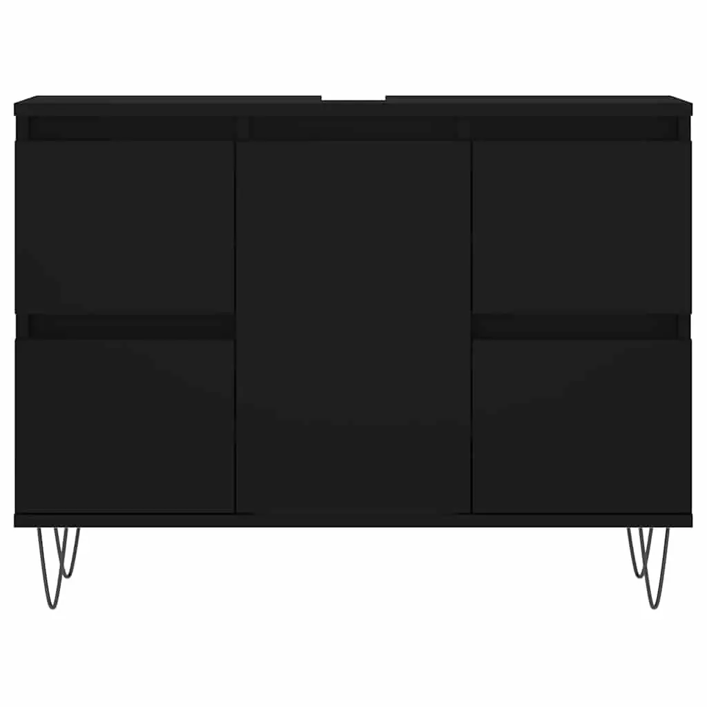 Bathroom Cabinet Black 80x33x60 cm Engineered Wood 1 Compartment 4 Drawers