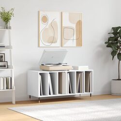 Compact and Strong White Record Cabinet for Vinyls