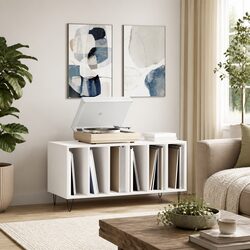 White Vinyl Record Cabinet