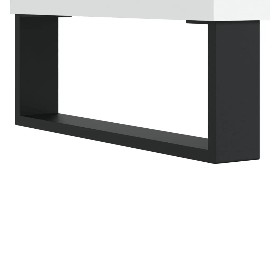 Vinyl LP Storage Cabinet White Engineered Wood Organizer 100x38x48cm Sturdy Top for Record Player