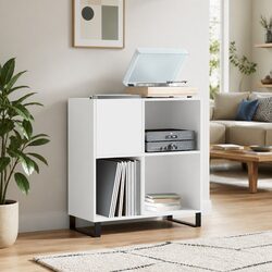 Compact and Strong White Vinyl Record Storage Cabinet
