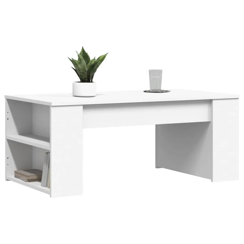 Coffee Table White 102x55x42cm Storage Compartment Sturdy Surface