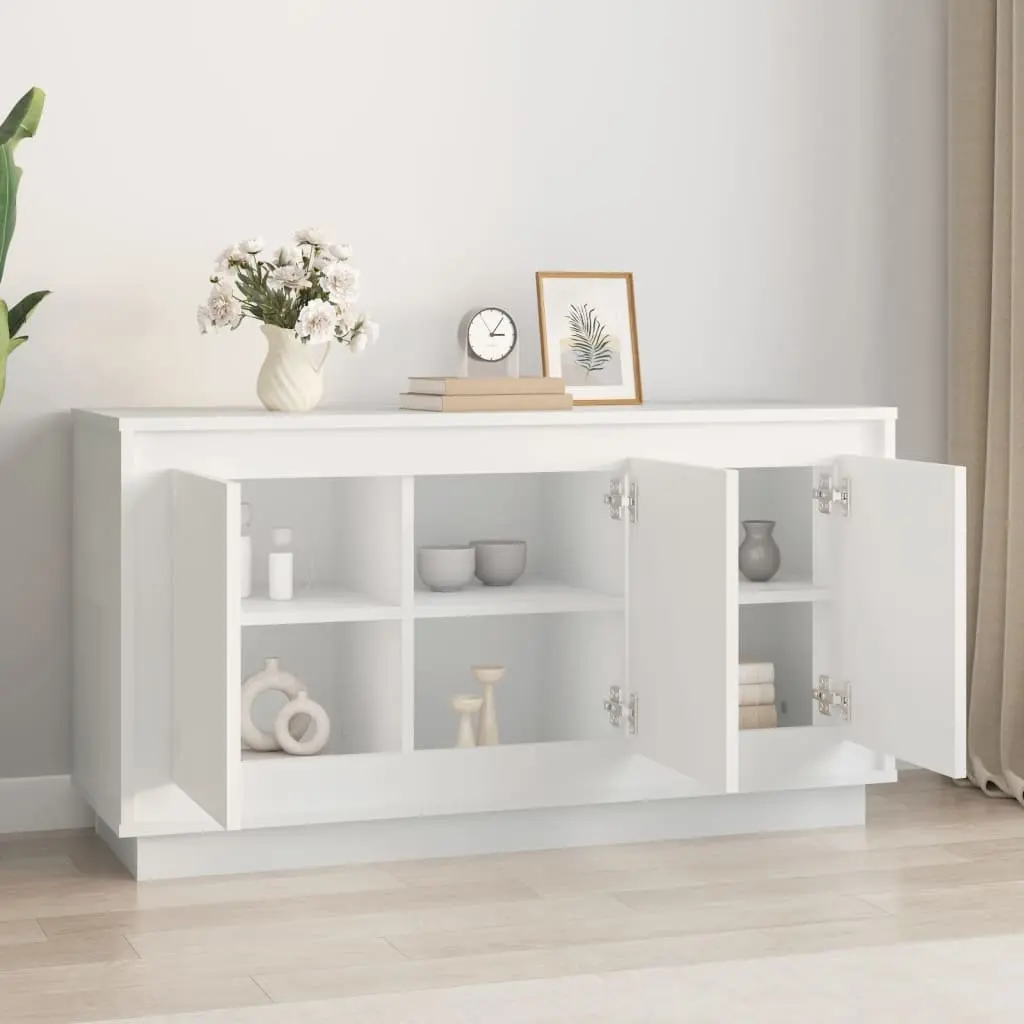 Sideboard White 102x35x55 cm Engineered Wood 6 Compartments Storage Cabinet