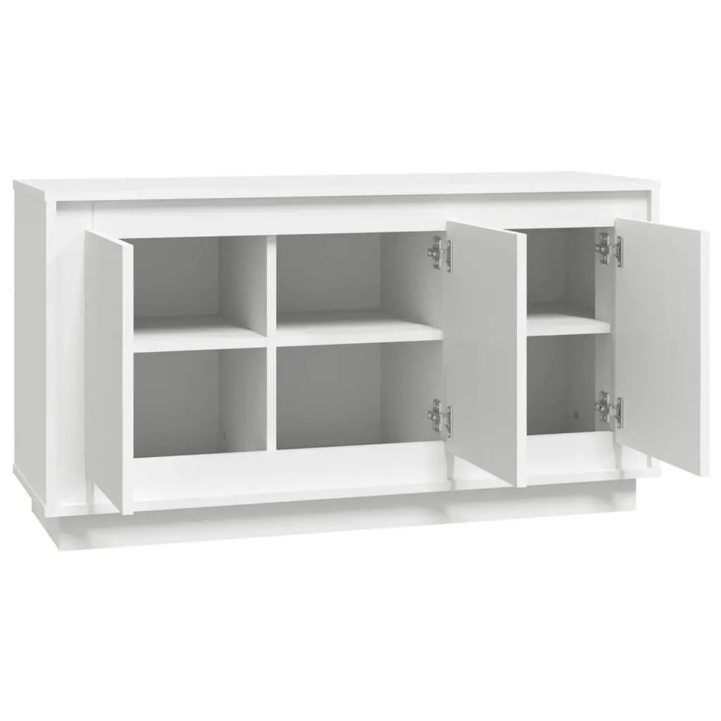 Sideboard White 102x35x55 cm Engineered Wood 6 Compartments Storage Cabinet