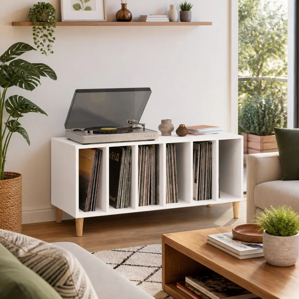 White Vinyl LP Storage Cabinet