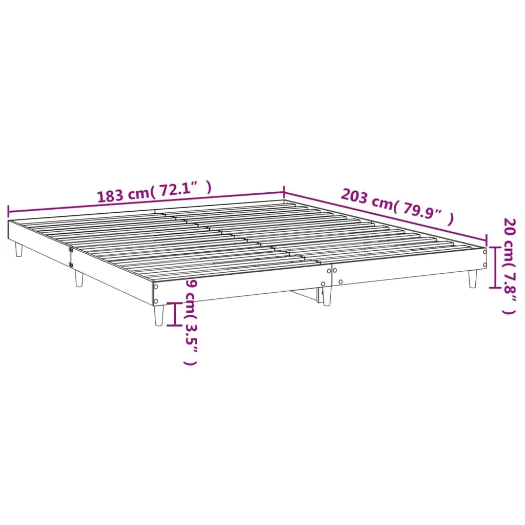 King Size Bed Frame Engineered Wood White Platform 183x203cm Bedroom Furniture