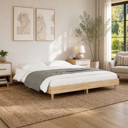 Compact Sonoma Oak Bed Frame 135x190 cm with Essential Features