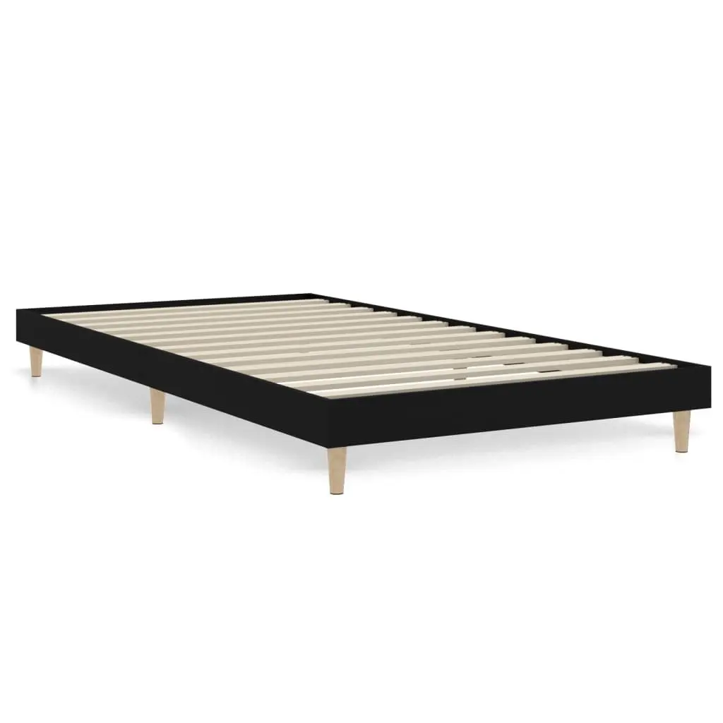 Bed Frame Black 90x190 cm Engineered Wood Bedroom Furniture Wooden Legs Slats