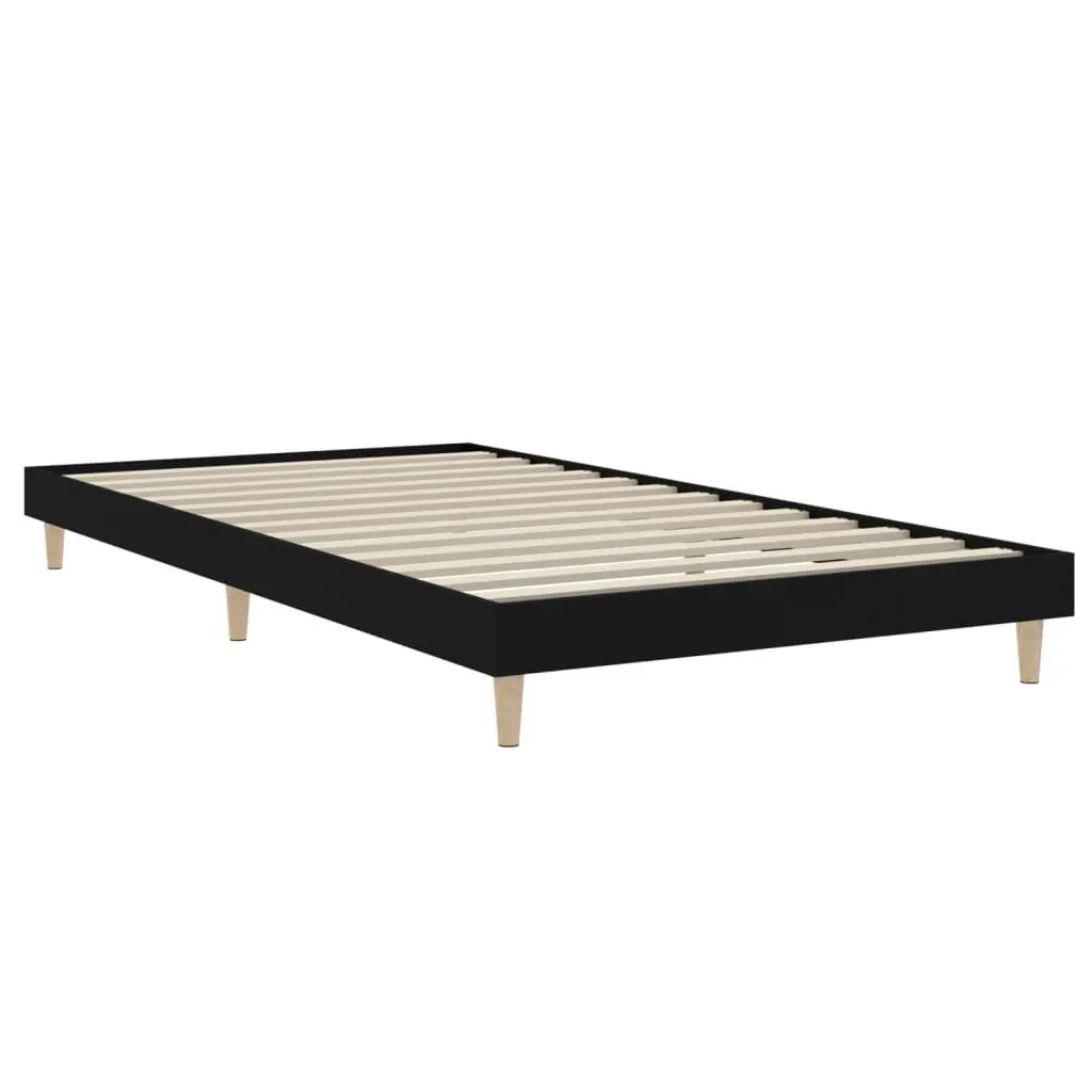 Bed Frame Black 90x190 cm Engineered Wood Bedroom Furniture Wooden Legs Slats