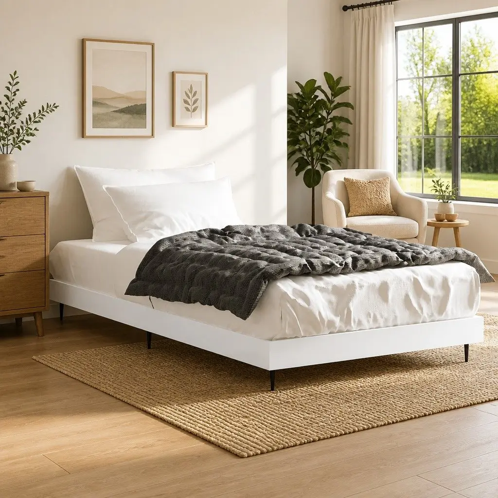 White Bed Frame 90x190 cm for Optimal Support