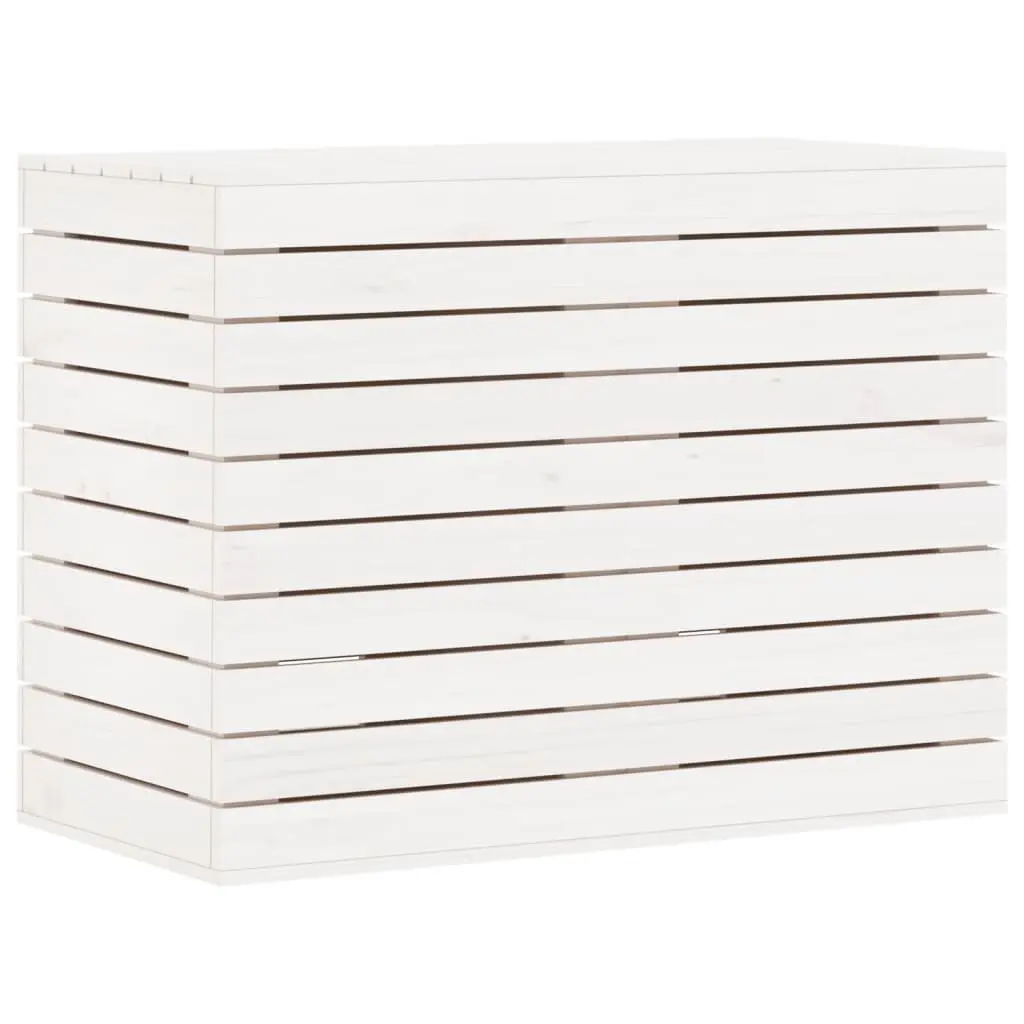 Laundry Basket White Solid Pine Wood Storage Bin with Lid Household Organization