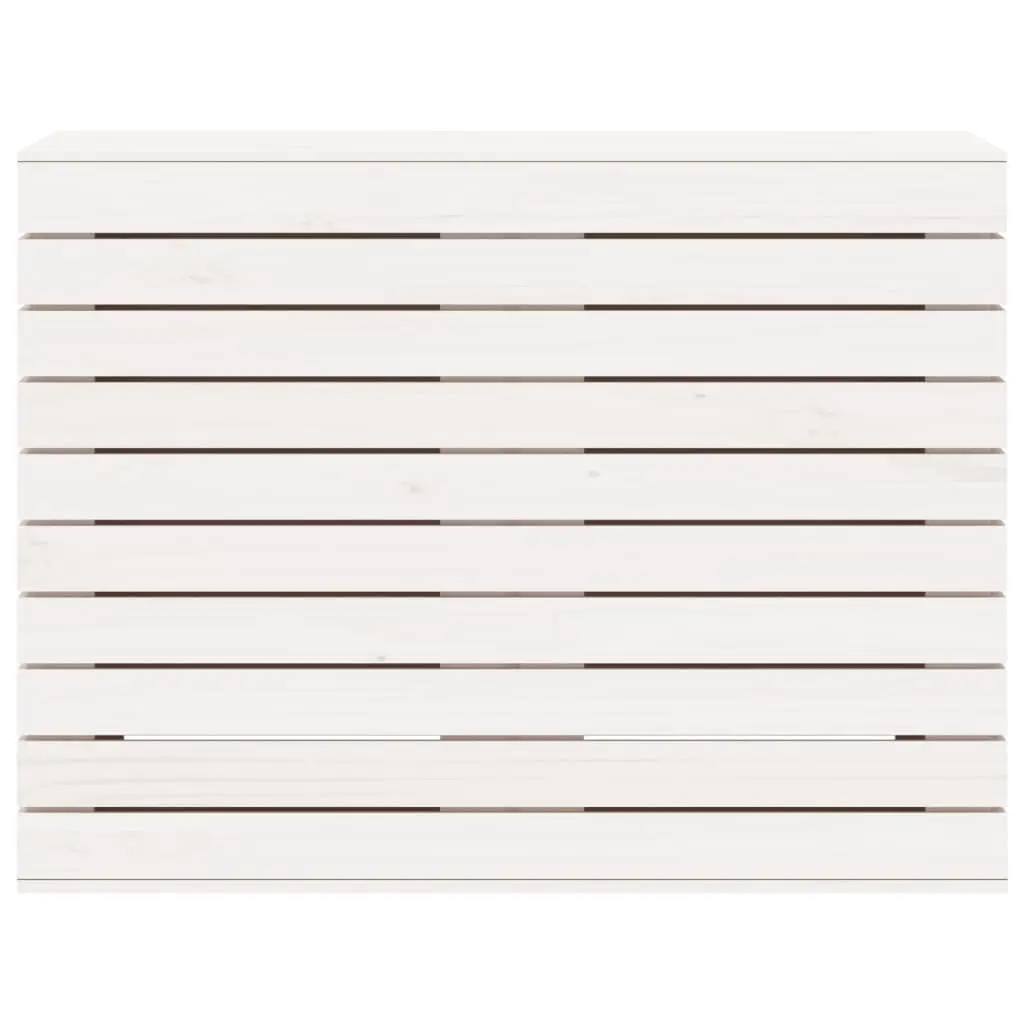 Laundry Basket White Solid Pine Wood Storage Bin with Lid Household Organization