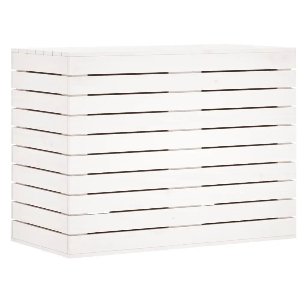 Laundry Basket White Solid Pine Wood Storage Bin with Lid Household Organization