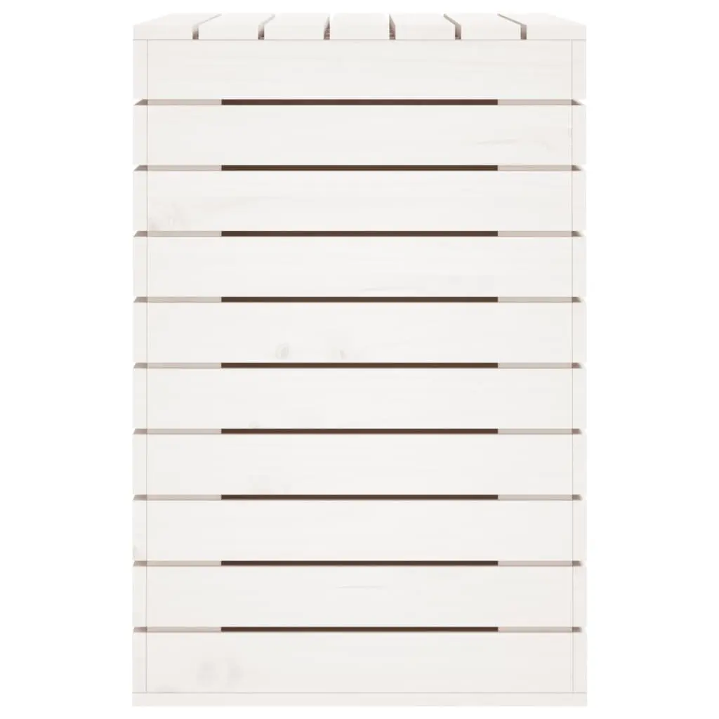 Laundry Basket White Solid Pine Wood Storage Bin with Lid Household Organization