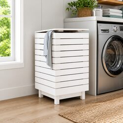 White Laundry Basket with Lid for Easy Use