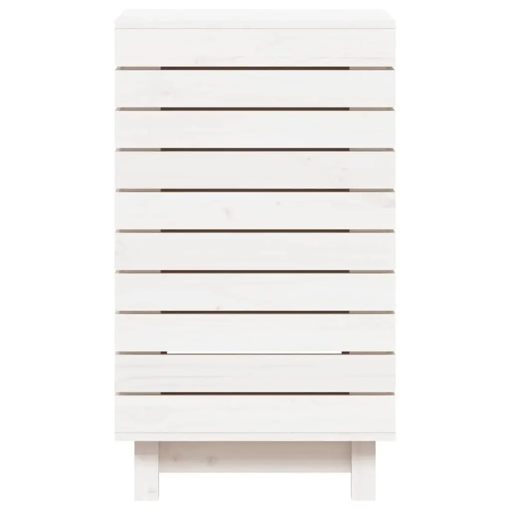 Laundry Basket White Solid Wood Pine Storage Bin with Lid