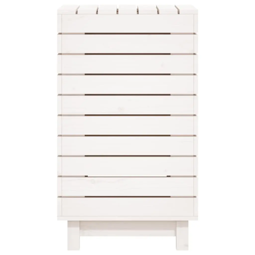 Laundry Basket White Solid Wood Pine Storage Bin with Lid