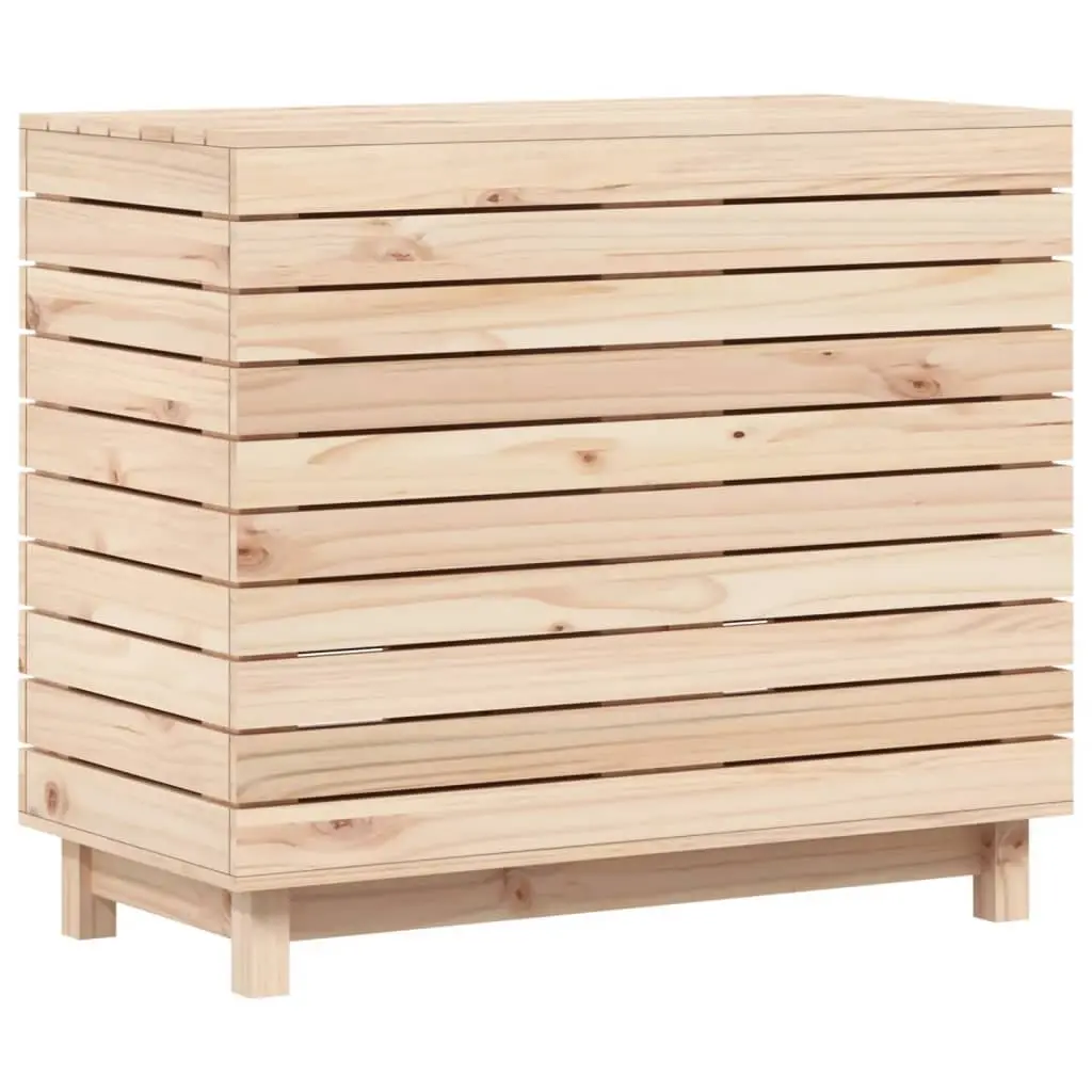 Wooden Laundry Basket Brown Large Hinged Lid Storage Box Organizer