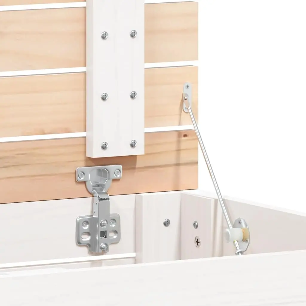 Wooden Laundry Basket White Solid Pine Wood with Hinged Lid
