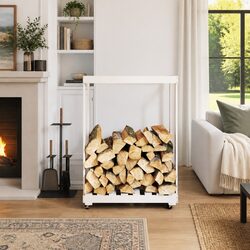 Wooden Log Holder with Wheels: Simplify Your Firewood Storage